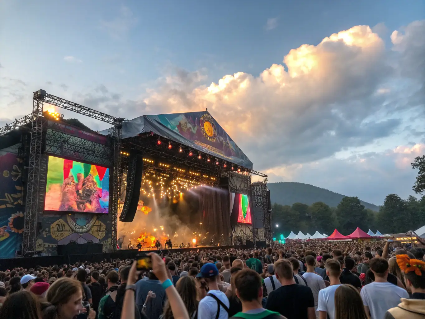 A dynamic image of the SoundShare Festival, featuring musicians performing on stage, attendees enjoying the music, and the overall lively atmosphere of the event.